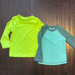 Bundle of  Cat & Jack Neon Green and Two Tone Rashguards for Swim!
